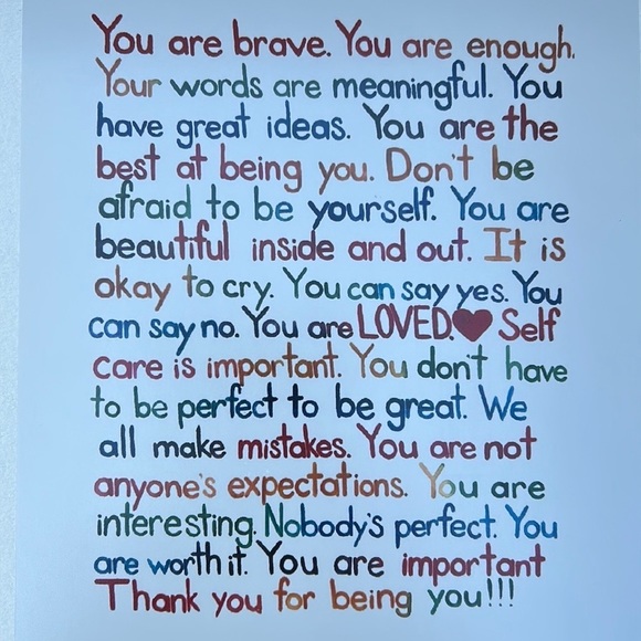 nwtWall Decor “YOU ARE ENOUGH-LOVED-IMPORTANT”-Inspirational Wall Art Print 8x10 - Picture 1 of 4